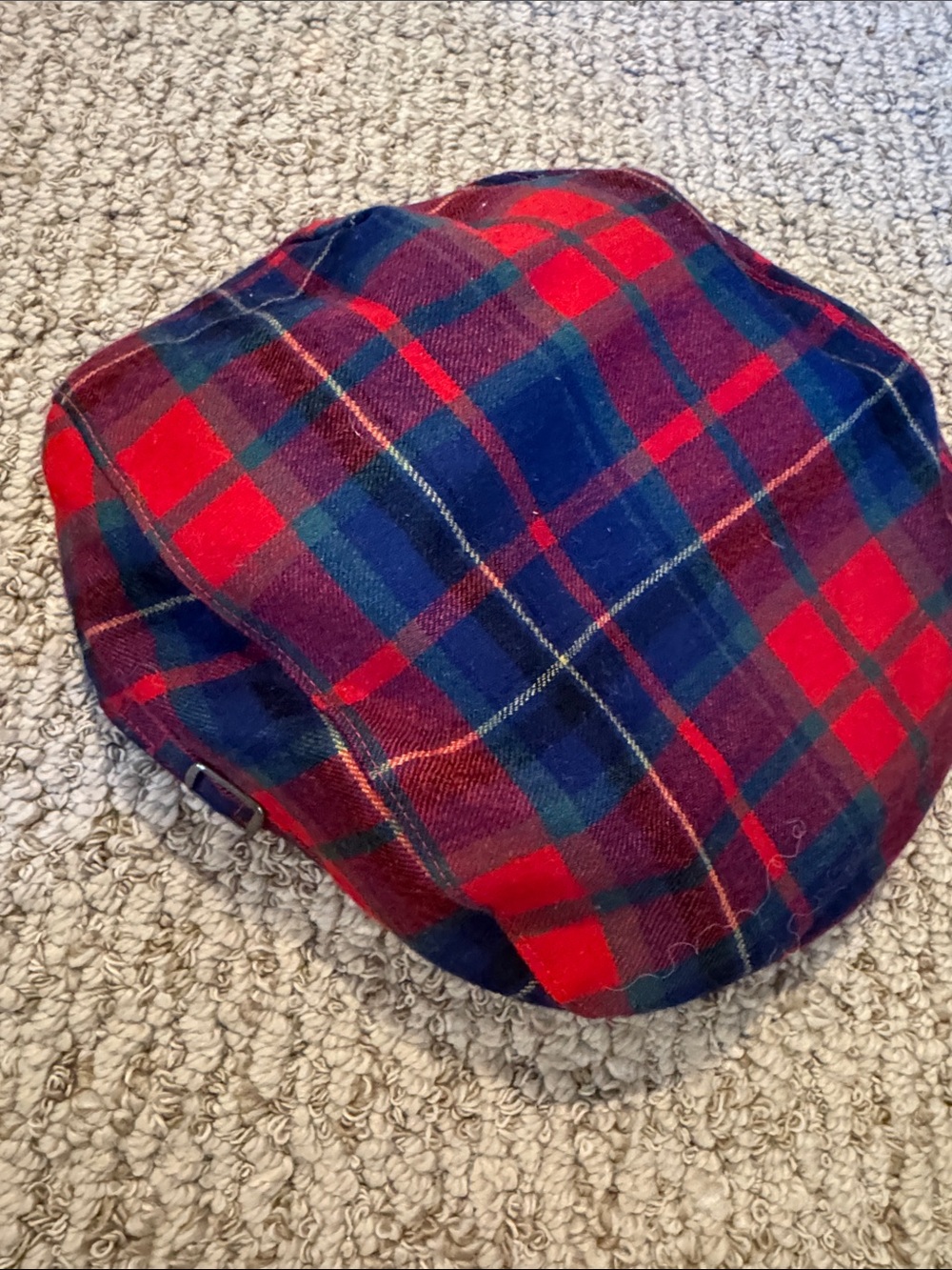 Janie and Jack 4-5 Plaid Flat pageboy Cap - Red & Navy
